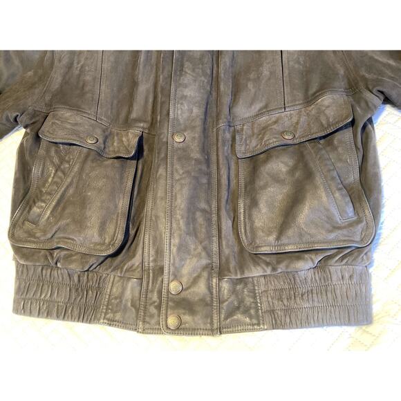 EXCELLED Leather Jacket Size Large Vintage Cowhide Soft Supple Bomber Flight - Picture 9 of 16